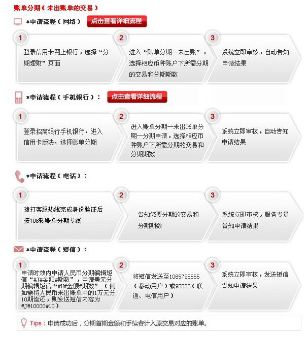 招商银行信用卡未出账单分期付款申请方法