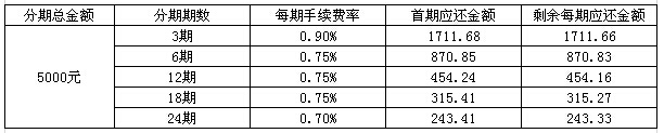 “灵用金”现金分期付款举例说明