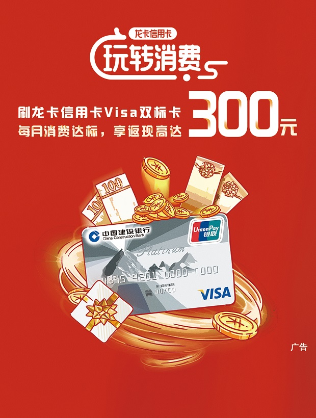 Visa双标卡消费单月最高返现300元