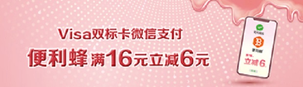 建行龙卡信用卡Visa双标卡便利蜂满16元立减6元